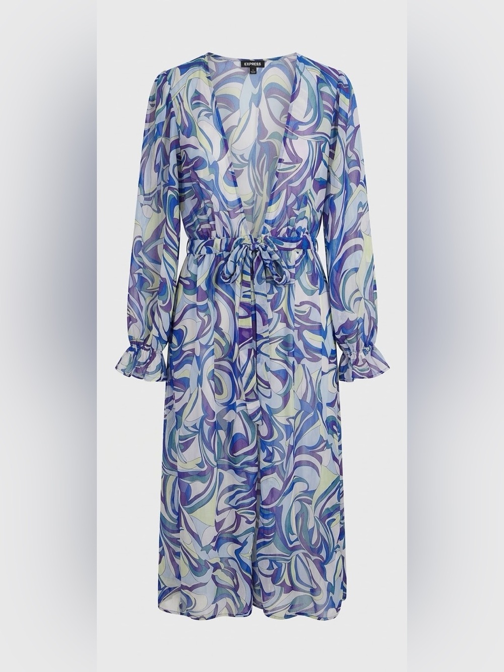 Express Abstract Swirl Sheer Maxi Swim Cover Up XS/S